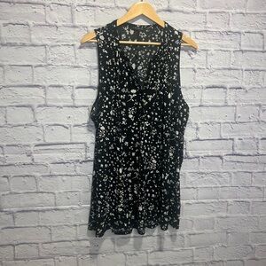 Lane Bryant 22/24 Black Floral Sleeveless Blouse